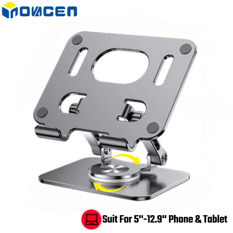 INOVAGEN Rotatable Tablet Stand Phone Holder For Tablet/Phone from 4.7'' to 12.9'',Foldable Height Adjustable Aluminum Table Stand Desk Holder