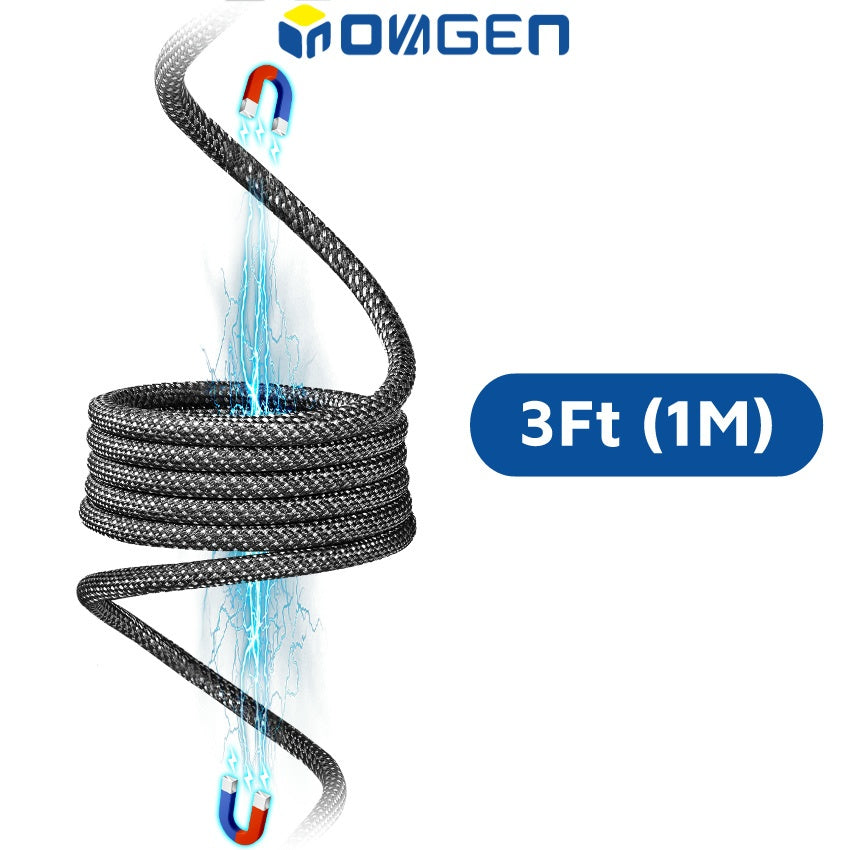 INOVAGEN Full Magnetic Charging Cable Fast Charging Cord 1m/2m,Tangle Free Easy to coil,Up to 240W Super Fast Charging Cable