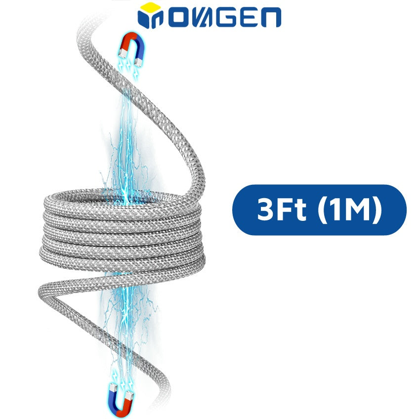 INOVAGEN Full Magnetic Charging Cable Fast Charging Cord 1m/2m,Tangle Free Easy to coil,Up to 240W Super Fast Charging Cable