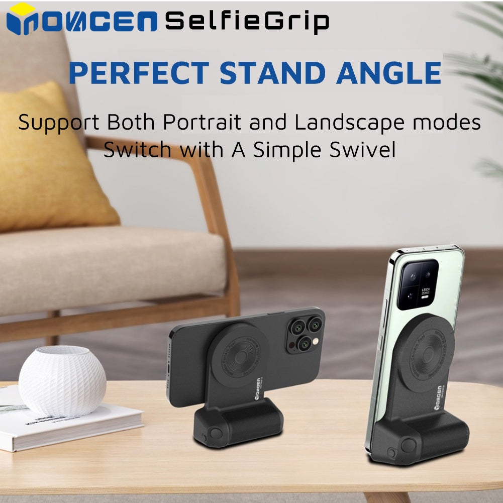 INOVAGEN Selfie Grip With 3300mAh Power Bank(Upgrade),Magnetic Phone Selfie Grip Stand,Camera Handle Photo Bracket,Bluetooth Phone Anti-shake Selfie Device,Desktop Charging Support