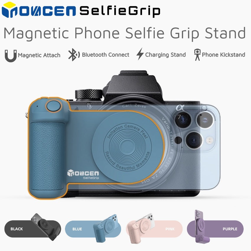 INOVAGEN Selfie Grip Magnetic Phone Selfie Grip Stand,Camera Handle Photo Bracket,Bluetooth Mobile Phone Anti-shake Selfie Device,Desktop Charging Support