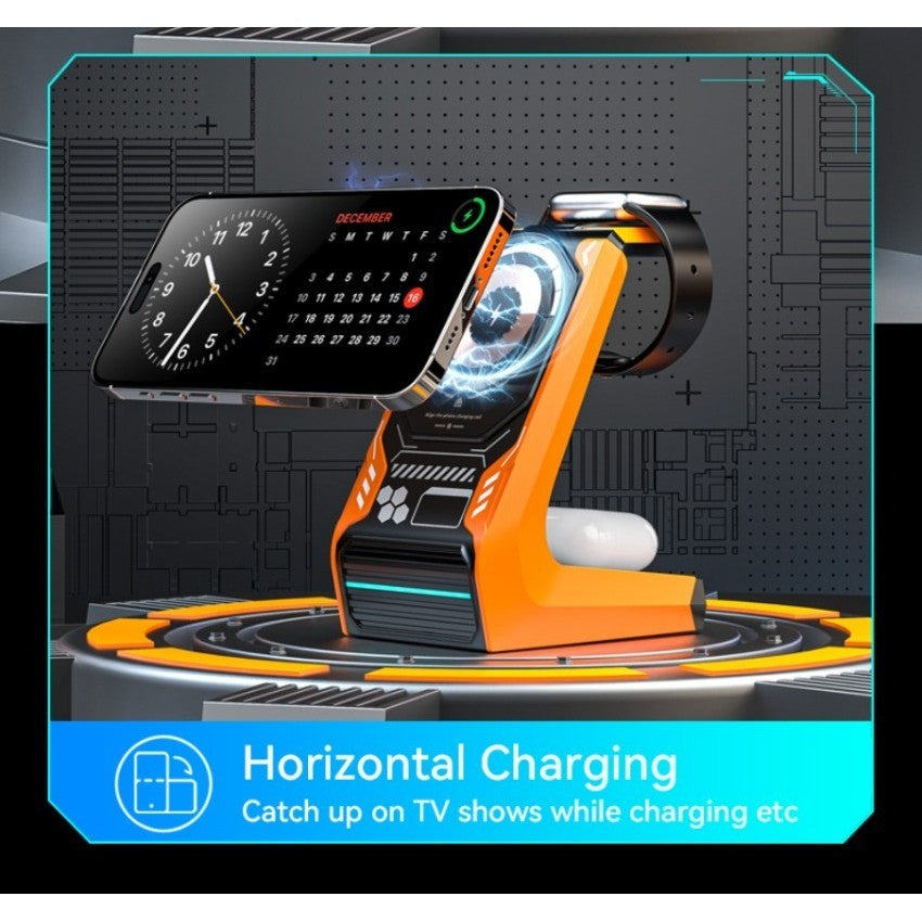 INOVAGEN IT21 Magnetic 15W Fast Charging Stand,3 in 1 Wireless Charging Station For Phone,SmartWatch,Earbuds Desk Charging Dock