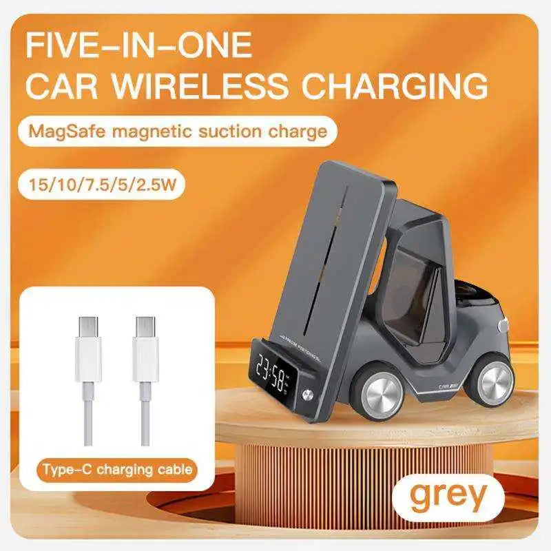 New Desktop 3-in-1 wireless fast charging bracket car shape,15W Qi Fast Charging Dock,Suit for Phone,iWatch,iPods